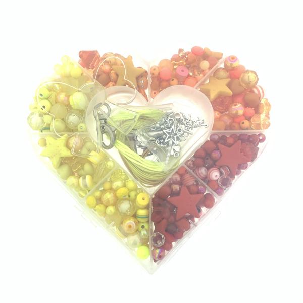 Cadeaubox Hart geel/oranje/rood met kralen-Kraaltjes van Renate