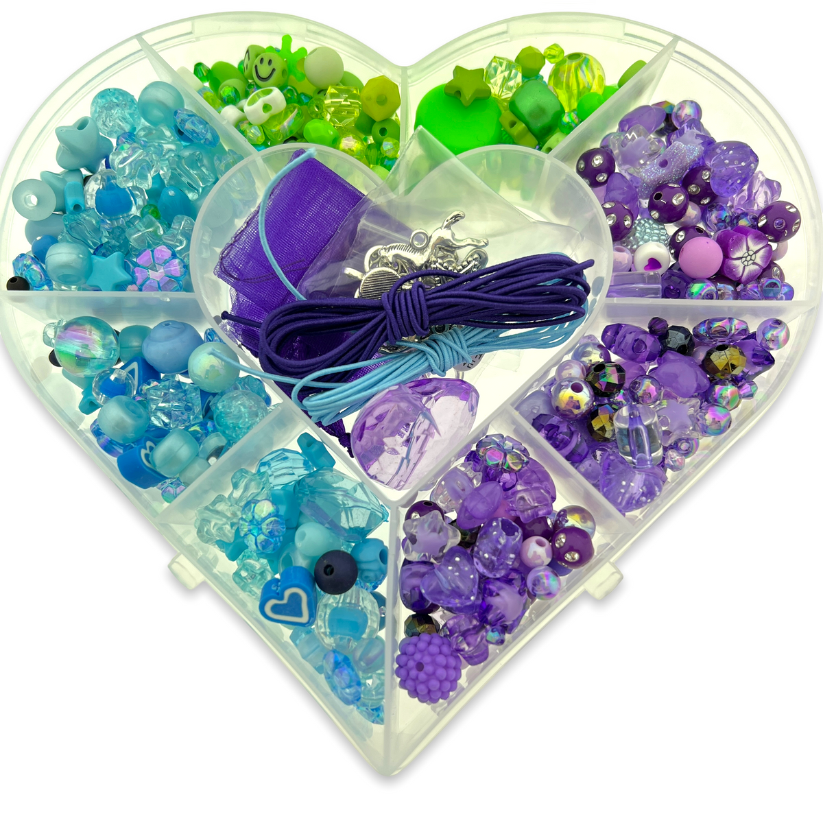 Cadeaubox Hart paars/blauw/groen met kralen-DIY-Kraaltjes van Renate