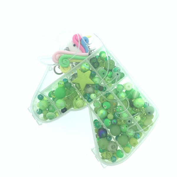 Cadeaubox Unicorn groen met kralen/bedels/koord-Kraaltjes van Renate