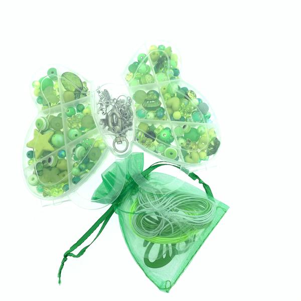 Cadeaubox Vlinder groen met kralen/bedels/koord-Kraaltjes van Renate