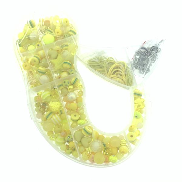 Cadeaubox Zeemeermin geel met kralen/bedels/koord-Kraaltjes van Renate