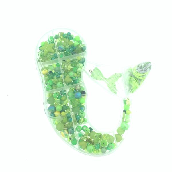 Cadeaubox Zeemeermin groen met kralen/bedels/koord-Kraaltjes van Renate