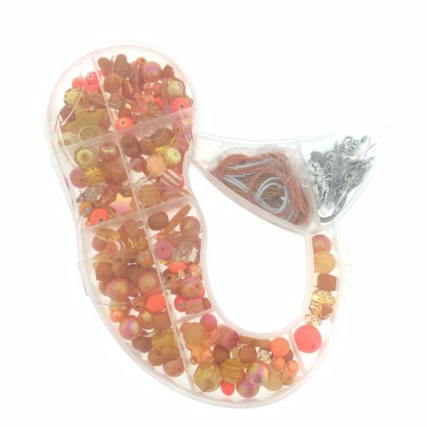 Cadeaubox Zeemeermin oranje met kralen/bedels/koord-Kraaltjes van Renate