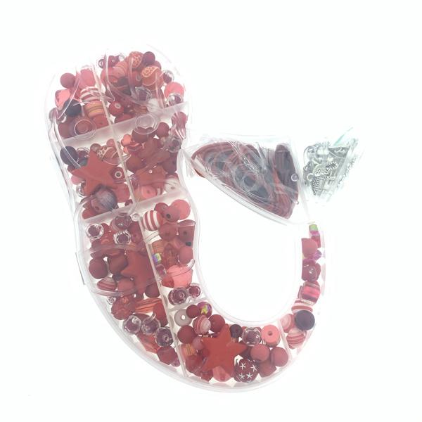 Cadeaubox Zeemeermin rood met kralen/bedels/koord-Kraaltjes van Renate