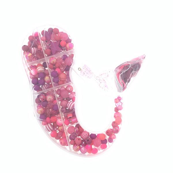 Cadeaubox Zeemeermin roze met kralen/bedels/koord-Kraaltjes van Renate
