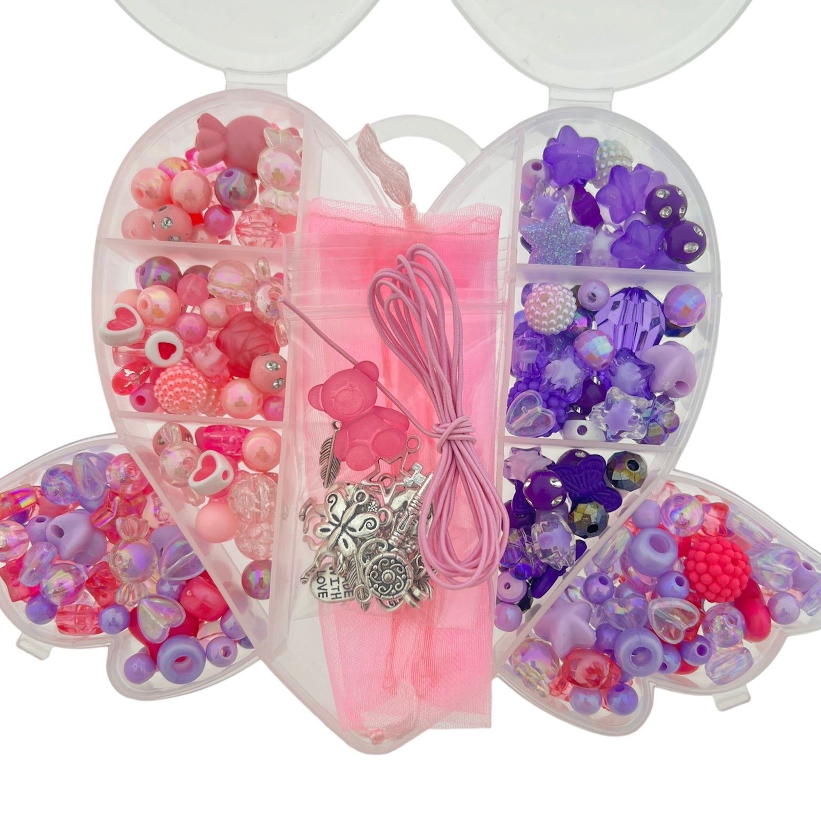 Cadeaubox hart vleugel mix met kralen/bedels/koord-DIY-Kraaltjes van Renate