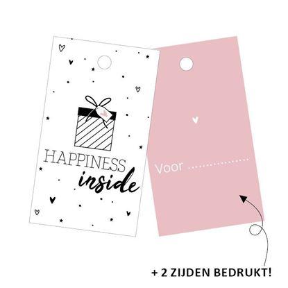 Cadeaulabel Happiness inside 40x70mm - 4 stuks-Kraaltjes van Renate