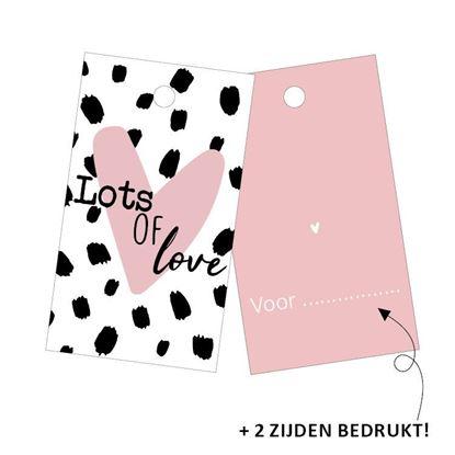 Cadeaulabel Lots of love roze 40x70mm - 4 stuks-Kraaltjes van Renate