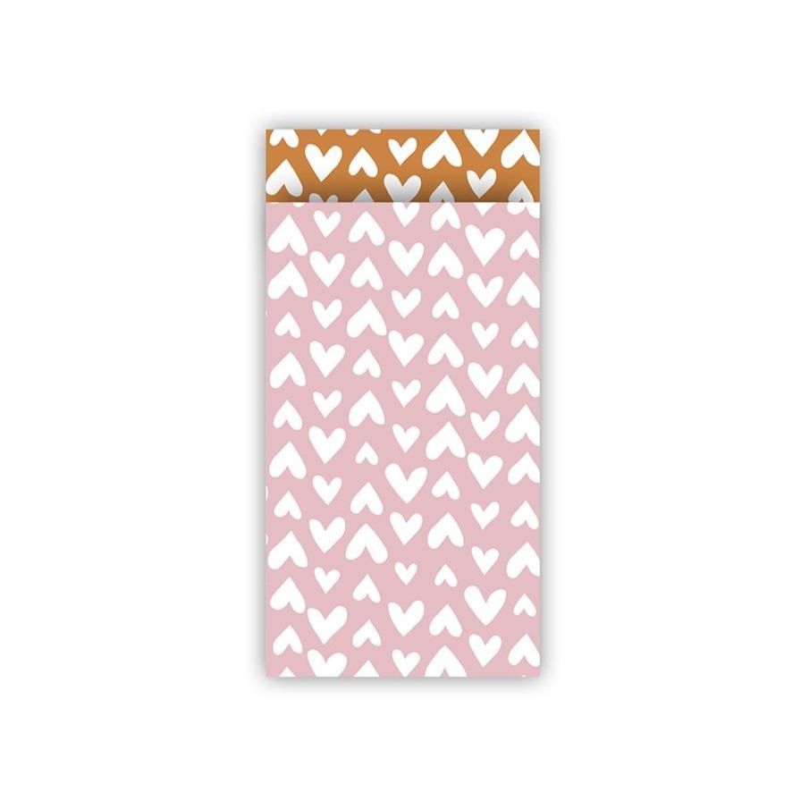 Cadeauzakjes Etnic hearts roze/roest 7x13cm - 5 stuks-Kraaltjes van Renate