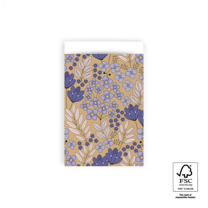 Cadeauzakjes Flower Field Gold Violet 12x19cm - 5 stuks-Gifts-Kraaltjes van Renate
