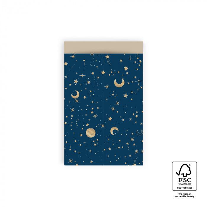 Cadeauzakjes Galaxy Midnight Blue Gold Foil 12x19cm - 5 stuks-Gifts-Kraaltjes van Renate