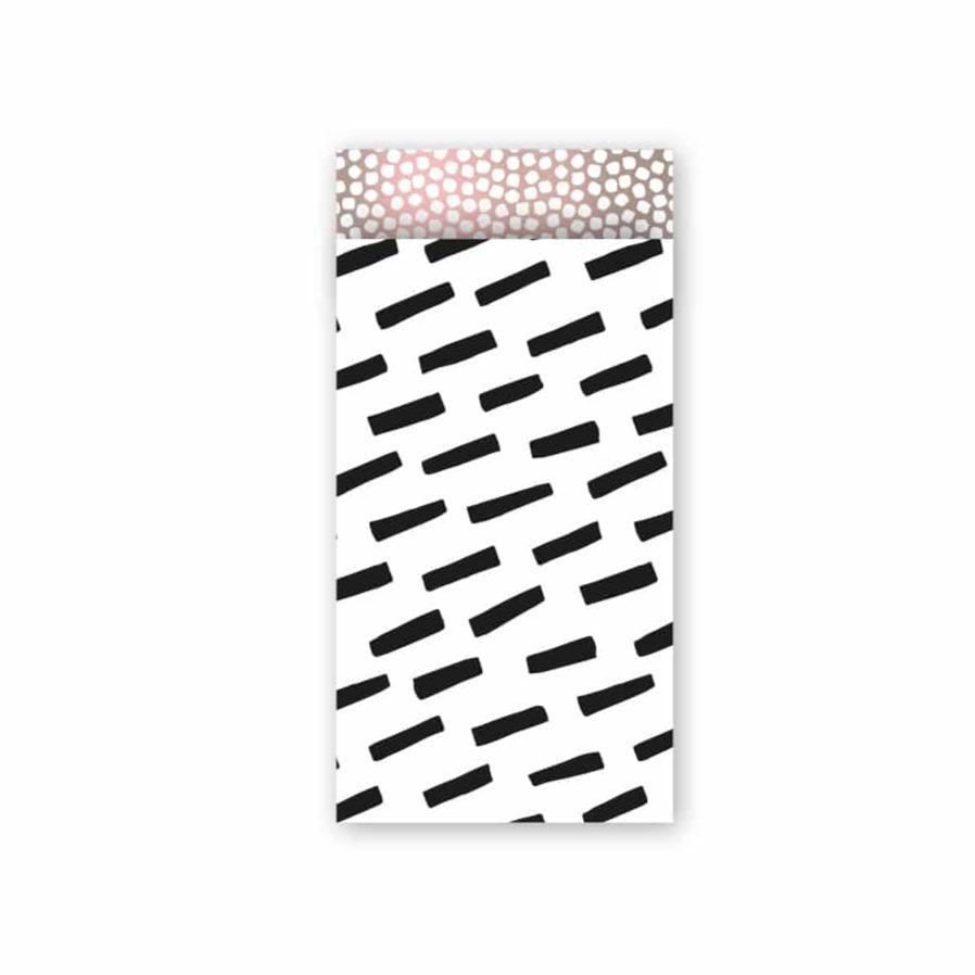 Cadeauzakjes Open Spaces zwart/wit/oudroze 7x13cm - 5 stuks-Kraaltjes van Renate