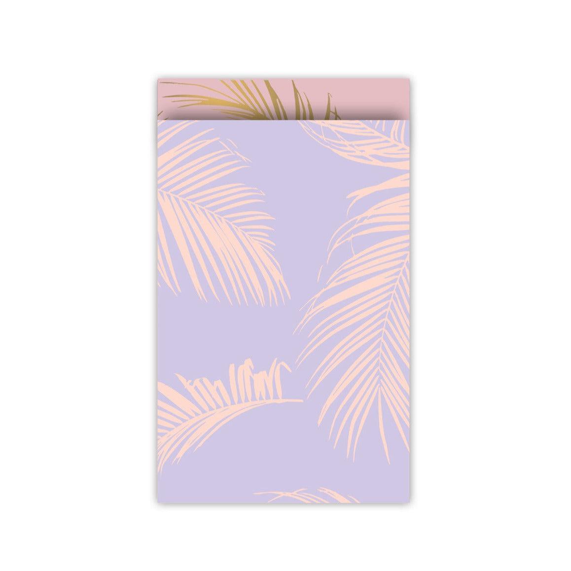 Cadeauzakjes Palm leaves lila/zand 12x19cm - 5 stuks-Gifts-Kraaltjes van Renate