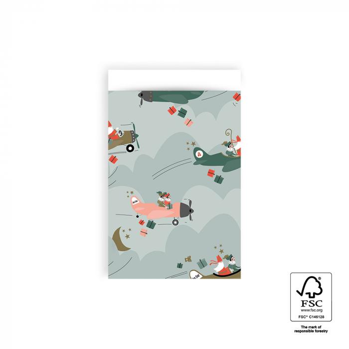 Cadeauzakjes Sint pakjesvliegtuig 12x19cm - 5 stuks-Kraaltjes van Renate