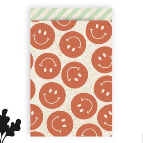 Cadeauzakjes Smiley faded red/striped pistache 12x19cm - 5 stuks-Gifts-Kraaltjes van Renate