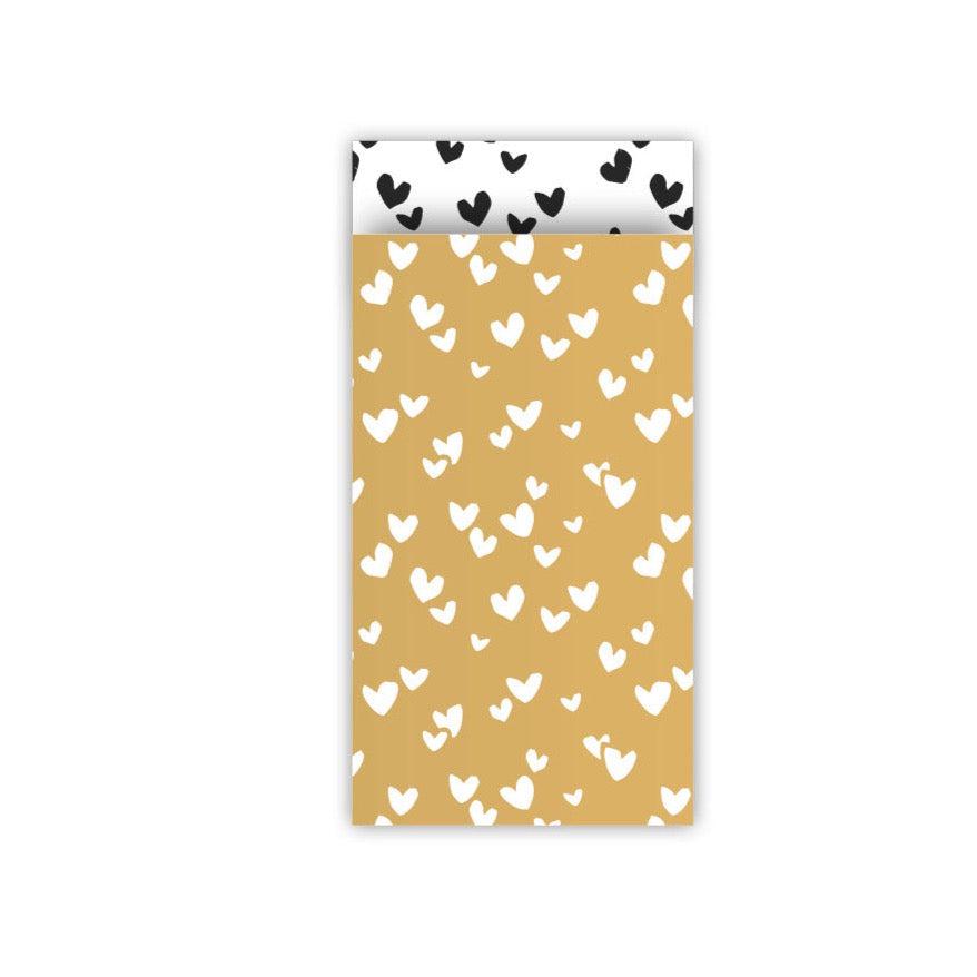 Cadeauzakjes Solo hearts goud/zwart 7x13cm - 5 stuks-Gifts-Kraaltjes van Renate