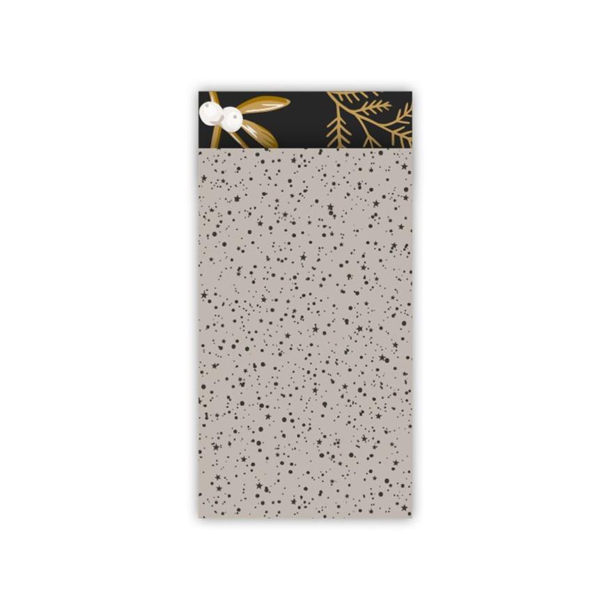 Cadeauzakjes Twinkling stars champagne/zwart 7x13cm - 5 stuks-Inpakken-Kraaltjes van Renate