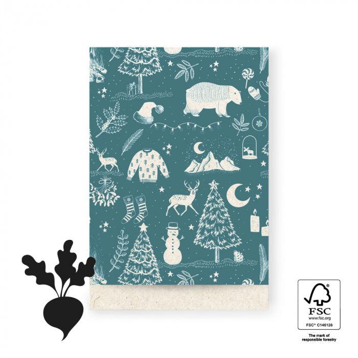 Cadeauzakjes X-mas Vintage blue 12x19cm - 5 stuks-Gifts-Kraaltjes van Renate