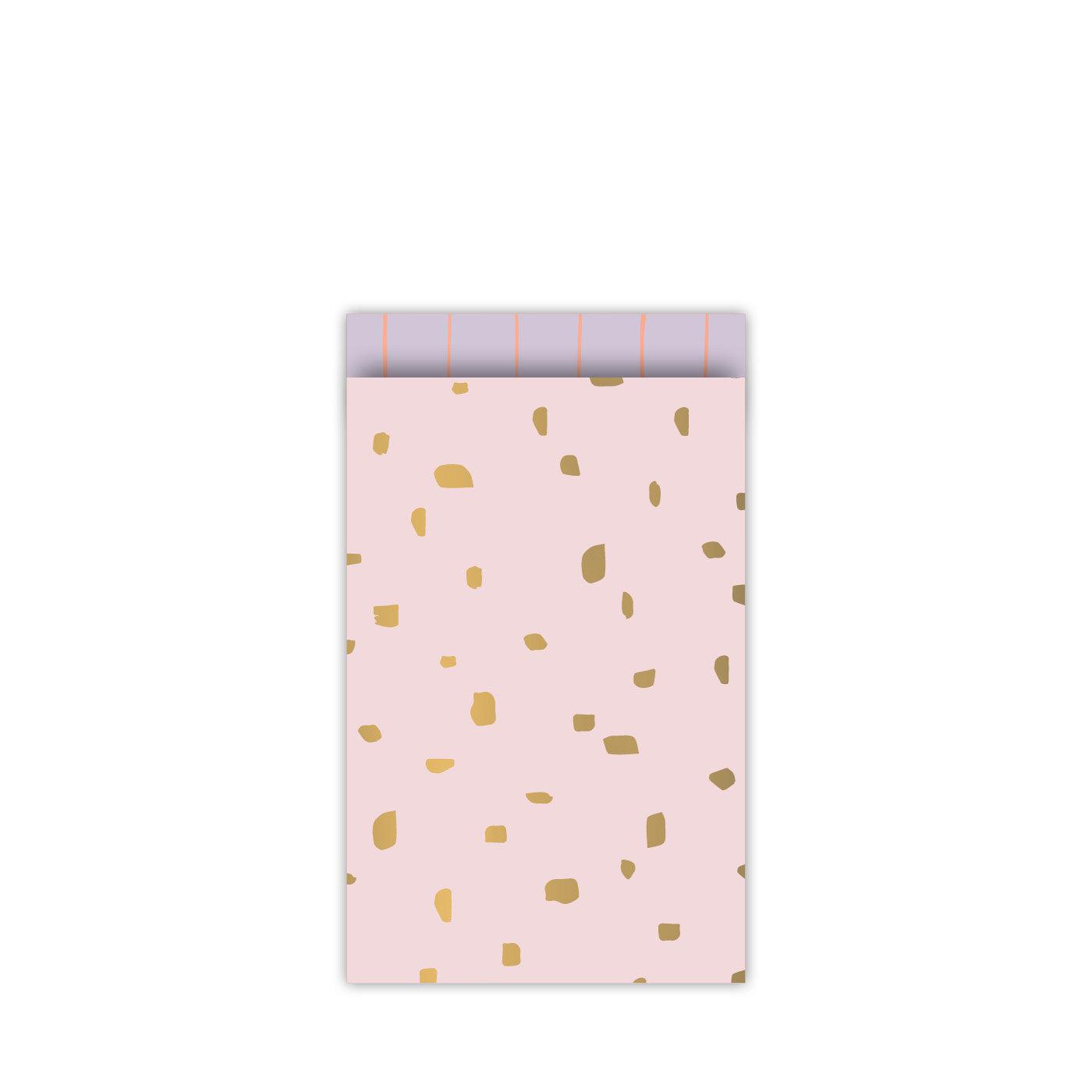 Cadeauzakjes minimal dots roze/goud 12x19cm - 5 stuks-Gifts-Kraaltjes van Renate