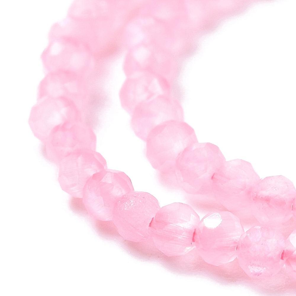 Cat eye kralen rond roze 2mm- ±46 stuks-Kralen-Kraaltjes van Renate