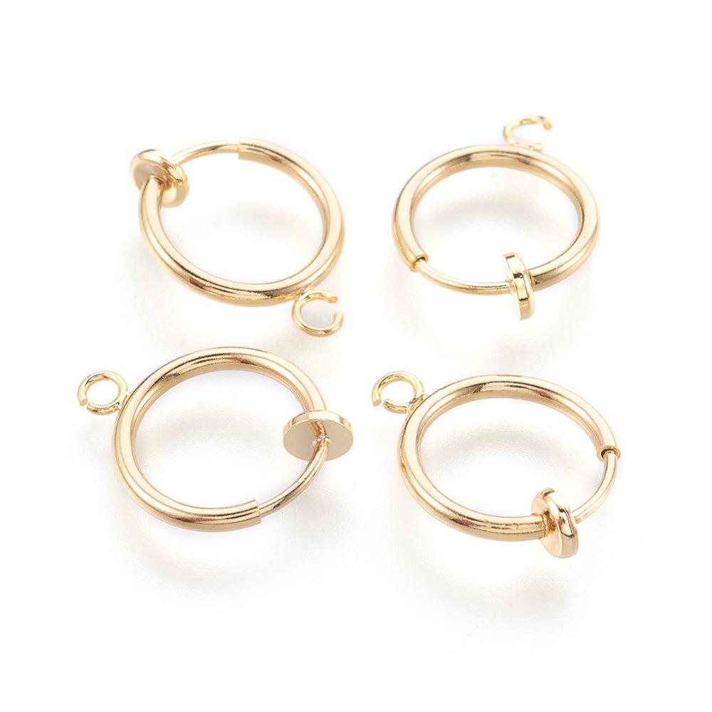 Clip-on oorbel met oogje 18K gold plated 12mm - per stuk-onderdelen-Kraaltjes van Renate