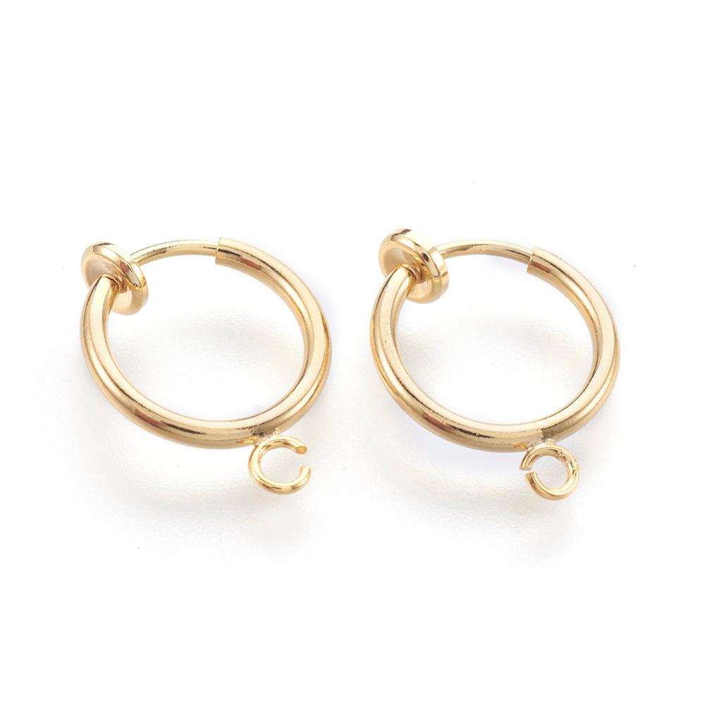 Clip-on oorbel met oogje 18K gold plated 12mm - per stuk-onderdelen-Kraaltjes van Renate