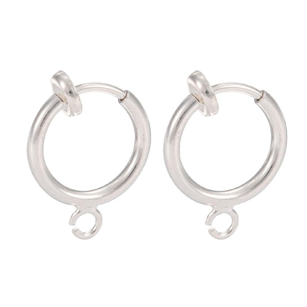 Clip-on oorbel met oogje lichtzilver 12mm - per stuk-onderdelen-Kraaltjes van Renate