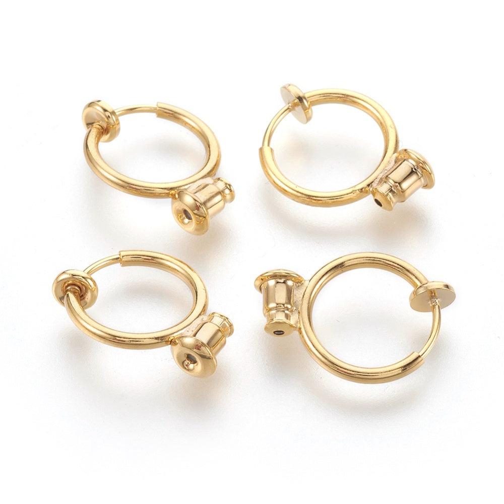 Clip-on oorbel met steker goud 12mm - per stuk-onderdelen-Kraaltjes van Renate