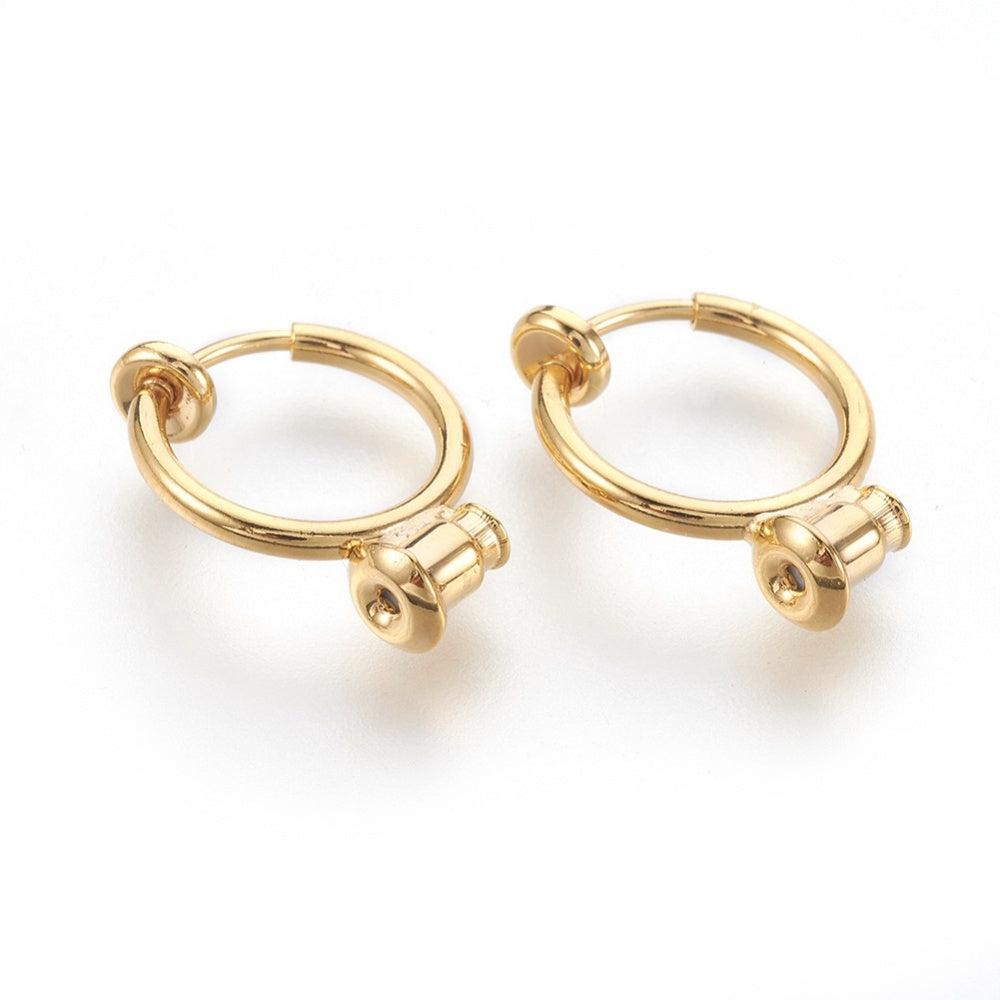 Clip-on oorbel met steker goud 12mm - per stuk-onderdelen-Kraaltjes van Renate