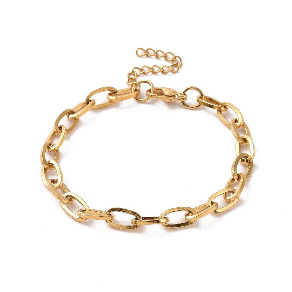 Schakelarmband Stainless Steel goud 22,5cm - per stuk-armband-Kraaltjes van Renate