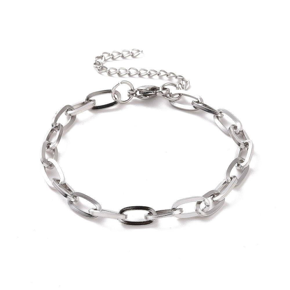 Schakelarmband Stainless Steel zilver 22,5cm - per stuk-armband-Kraaltjes van Renate