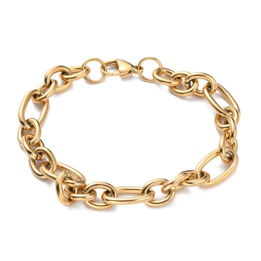 Schakelarmband Stainless Steel grof goud 20cm - per stuk-armband-Kraaltjes van Renate