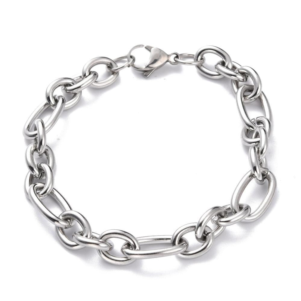 Schakelarmband Stainless Steel grof zilver 20cm - per stuk-armband-Kraaltjes van Renate