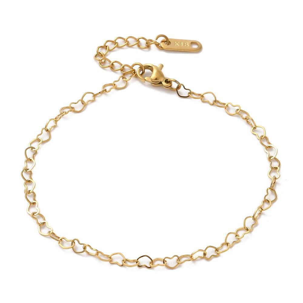 Schakelarmband Stainless Steel hartjes goud 24cm - per stuk-armband-Kraaltjes van Renate
