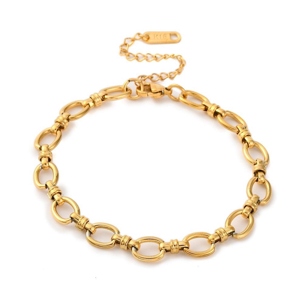 Schakelarmband Stainless Steel goud 21,5cm - per stuk-armband-Kraaltjes van Renate