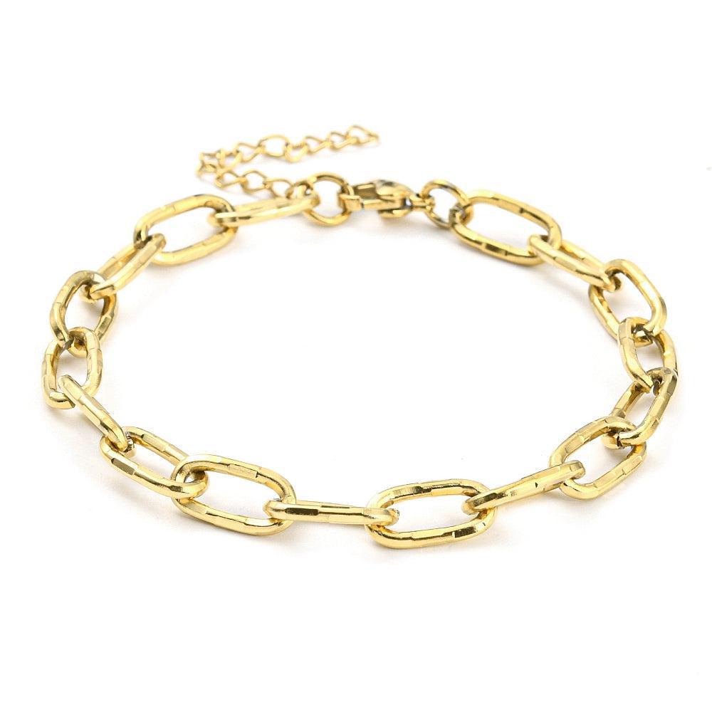 Schakelarmband Stainless Steel paperclip goud 20cm - per stuk-armband-Kraaltjes van Renate