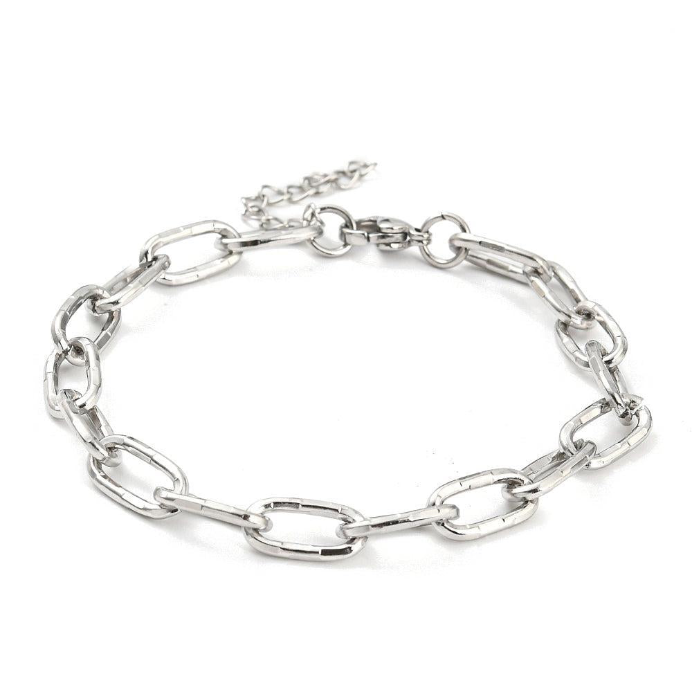 Schakelarmband Stainless Steel paperclip zilver 20cm - per stuk-armband-Kraaltjes van Renate