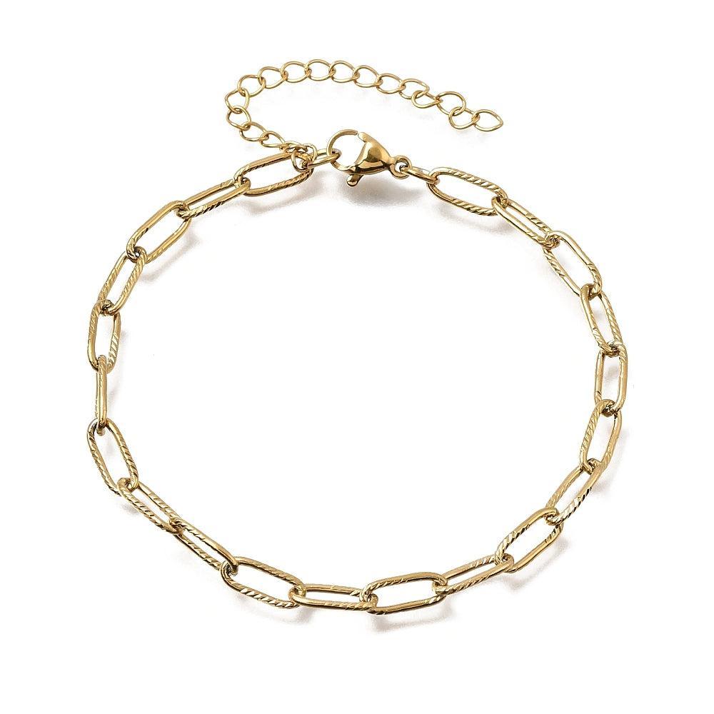 Complete Armband Paperclip Premium RVS Goud - 18.2cm-Ketting-Kraaltjes van Renate