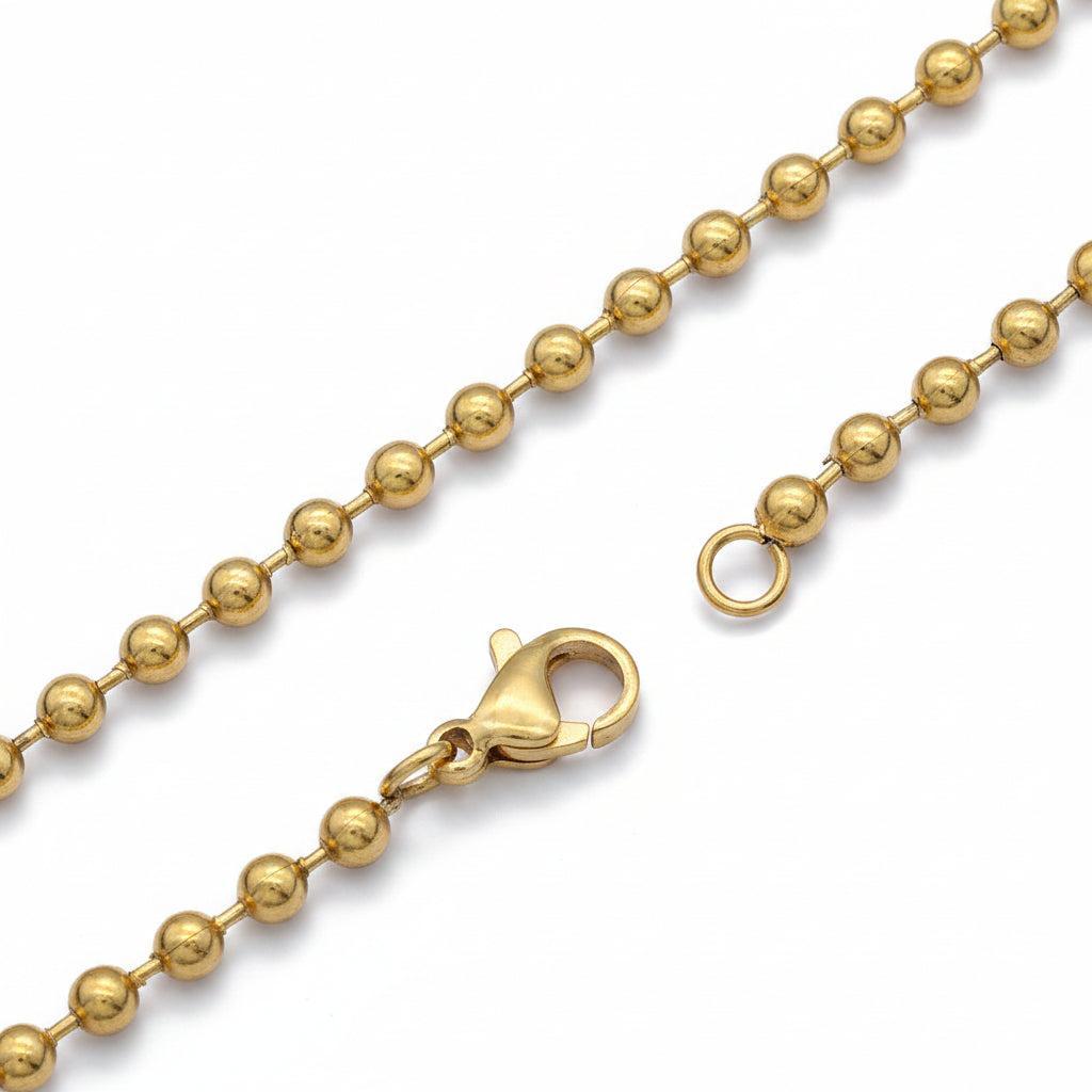 Complete Ketting Ball Chain 3mm Premium RVS Goud - 54.5cm-Ketting-Kraaltjes van Renate
