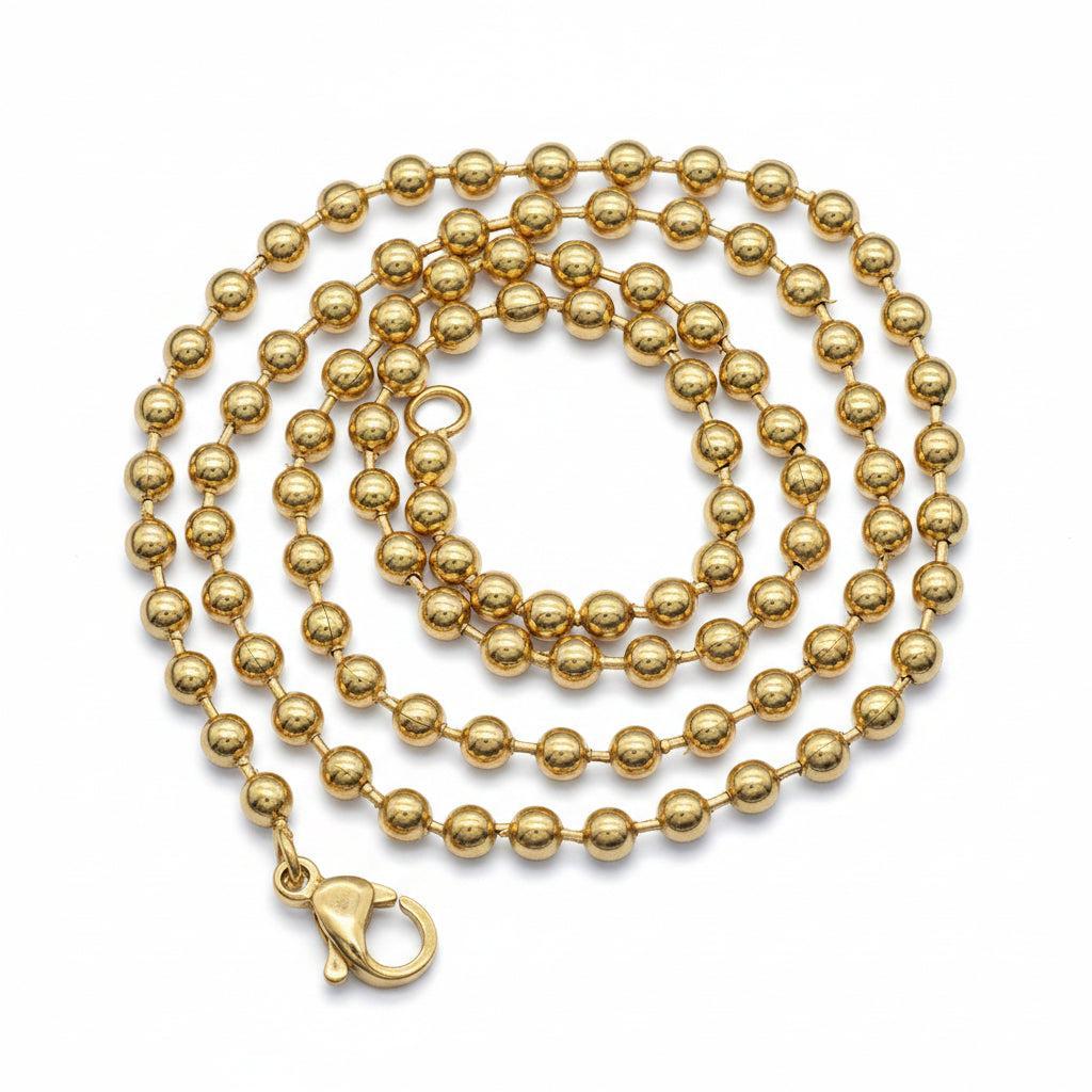 Complete Ketting Ball Chain 3mm Premium RVS Goud - 54.5cm-Ketting-Kraaltjes van Renate