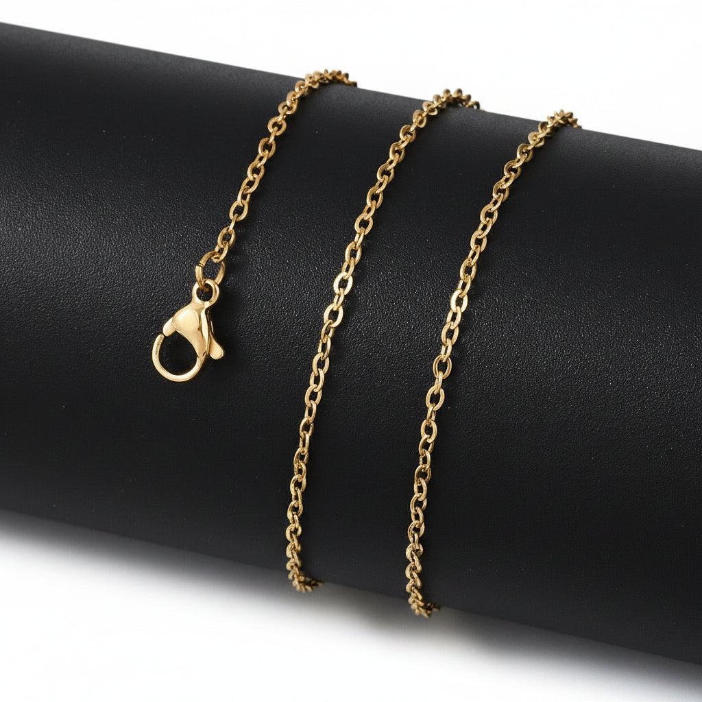 Complete Ketting Cable 1.6mm Premium RVS Goud - 45.5cm-Ketting-Kraaltjes van Renate