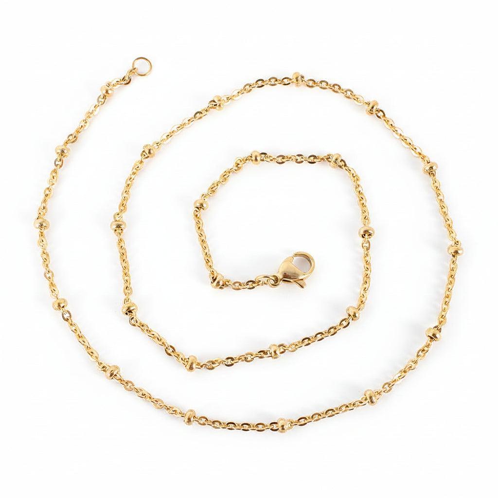 Complete Ketting Cable 2.5x2mm Premium RVS Goud - 44.9cm-Ketting-Kraaltjes van Renate