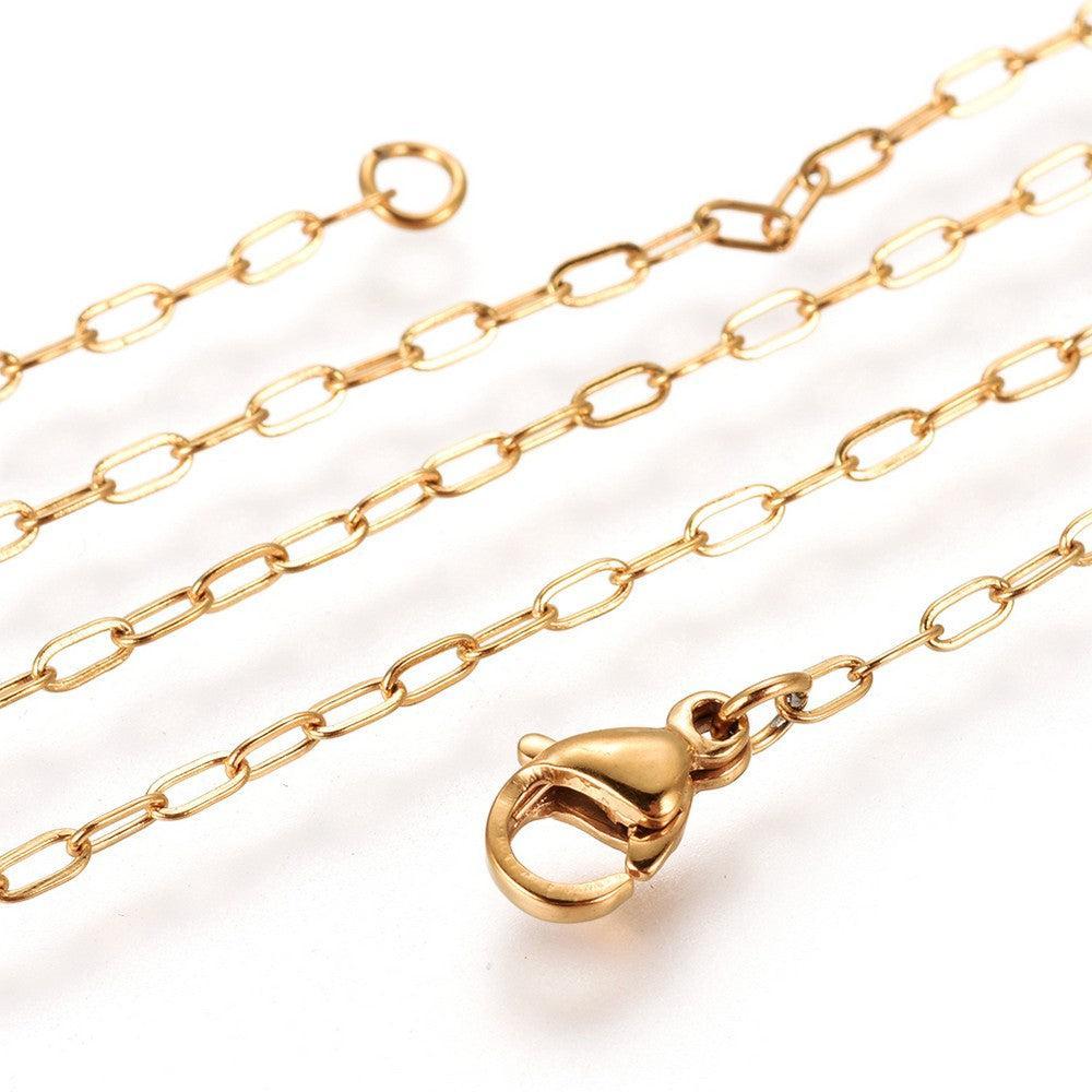 Complete Ketting Cable 3.5x1.7mm Premium RVS Goud - 45cm-Ketting-Kraaltjes van Renate