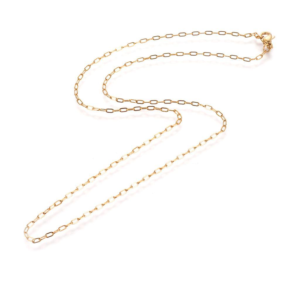 Complete Ketting Cable 3.5x1.7mm Premium RVS Goud - 45cm-Ketting-Kraaltjes van Renate