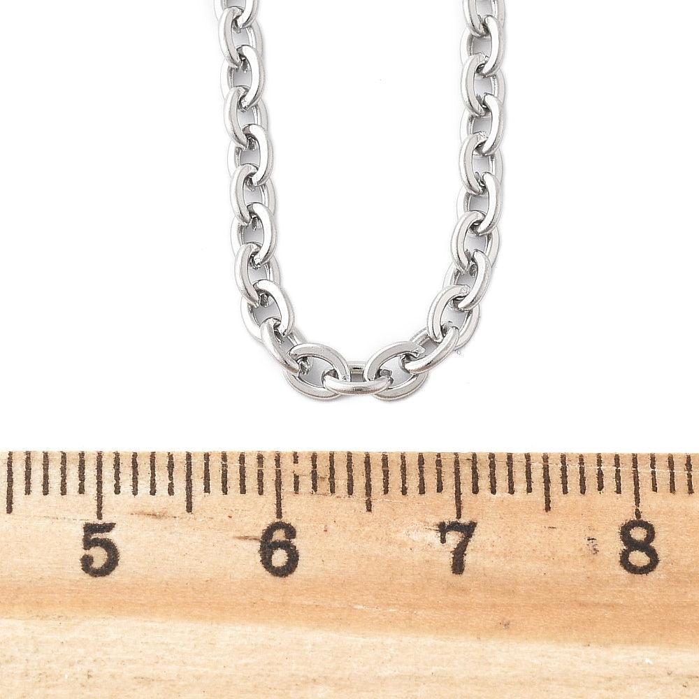 Complete Ketting Cable 4.3x3.1mm RVS Zilver - 59.9cm-Ketting-Kraaltjes van Renate
