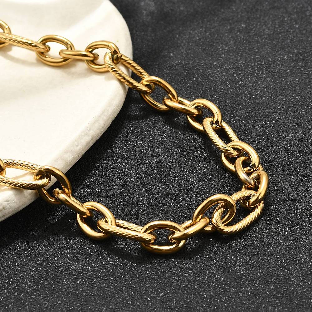 Complete Ketting Cable 7mm Premium RVS Goud - 45.3cm-Ketting-Kraaltjes van Renate