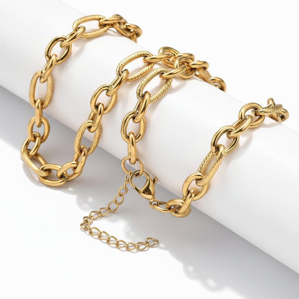 Complete Ketting Cable 7mm Premium RVS Goud - 45.3cm-Ketting-Kraaltjes van Renate