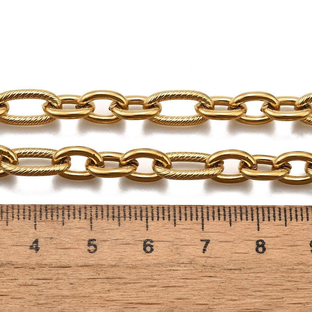 Complete Ketting Cable 7mm Premium RVS Goud - 45.3cm-Ketting-Kraaltjes van Renate