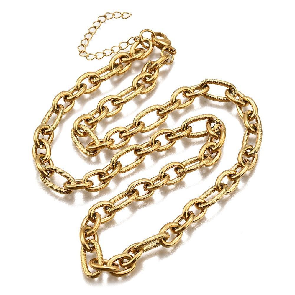 Complete Ketting Cable 7mm Premium RVS Goud - 45.3cm-Ketting-Kraaltjes van Renate