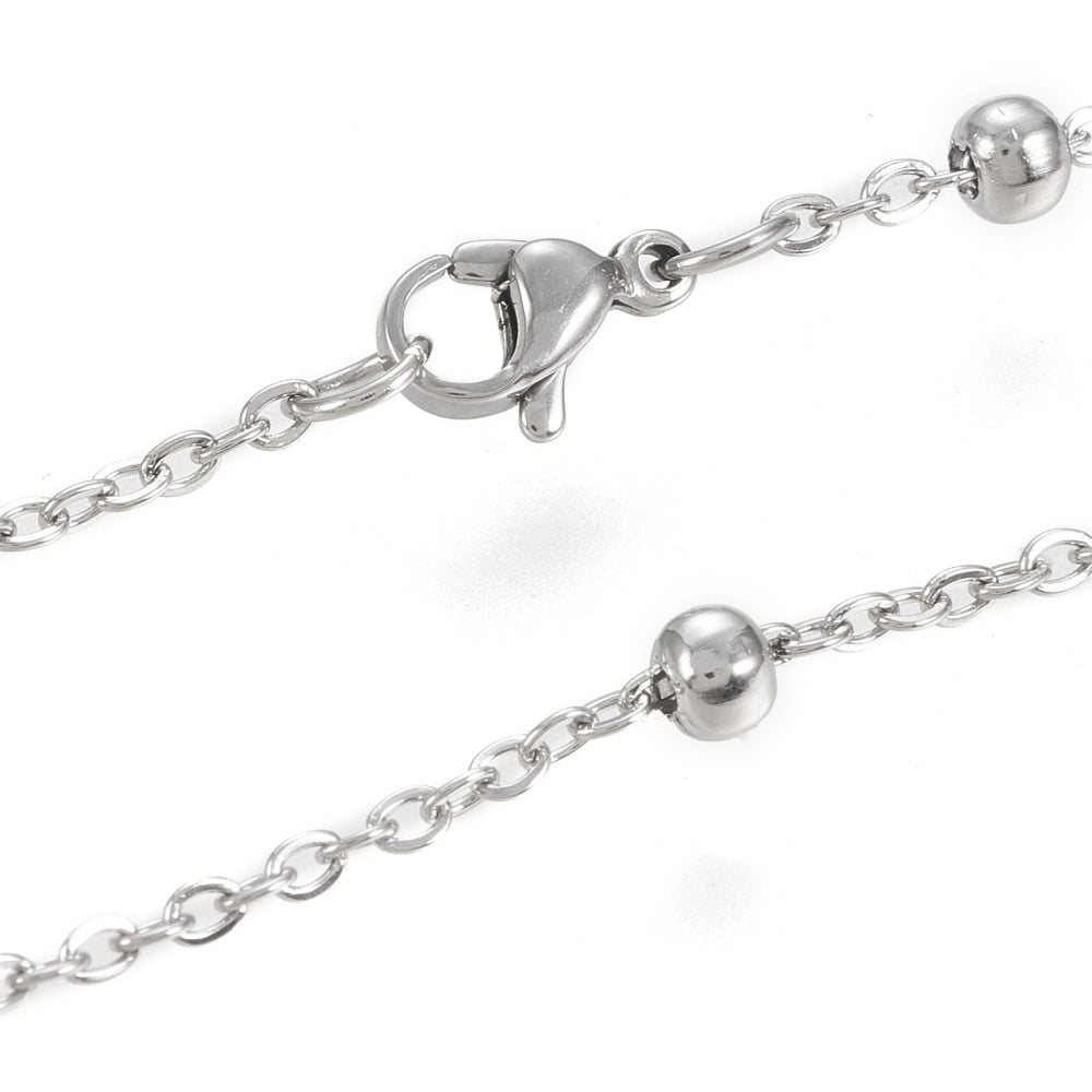 Bolletjesketting Stainless Steel zilver 51cm-bedels-Kraaltjes van Renate